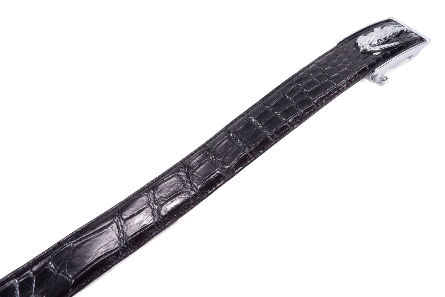 Genuine Crocodile Belly Skin Leather Auto Locking Men's Belt