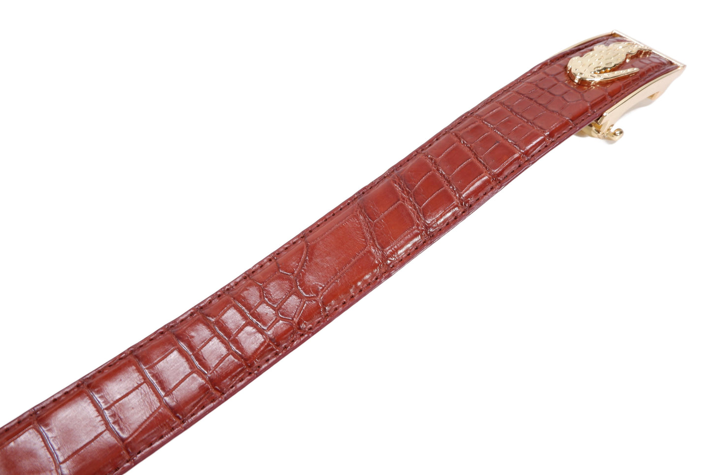 Genuine Crocodile Belly Skin Leather Auto Locking Men's Belt