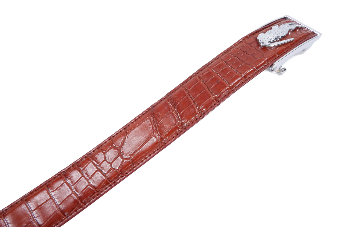 Genuine Crocodile Belly Skin Leather Auto Locking Men's Belt