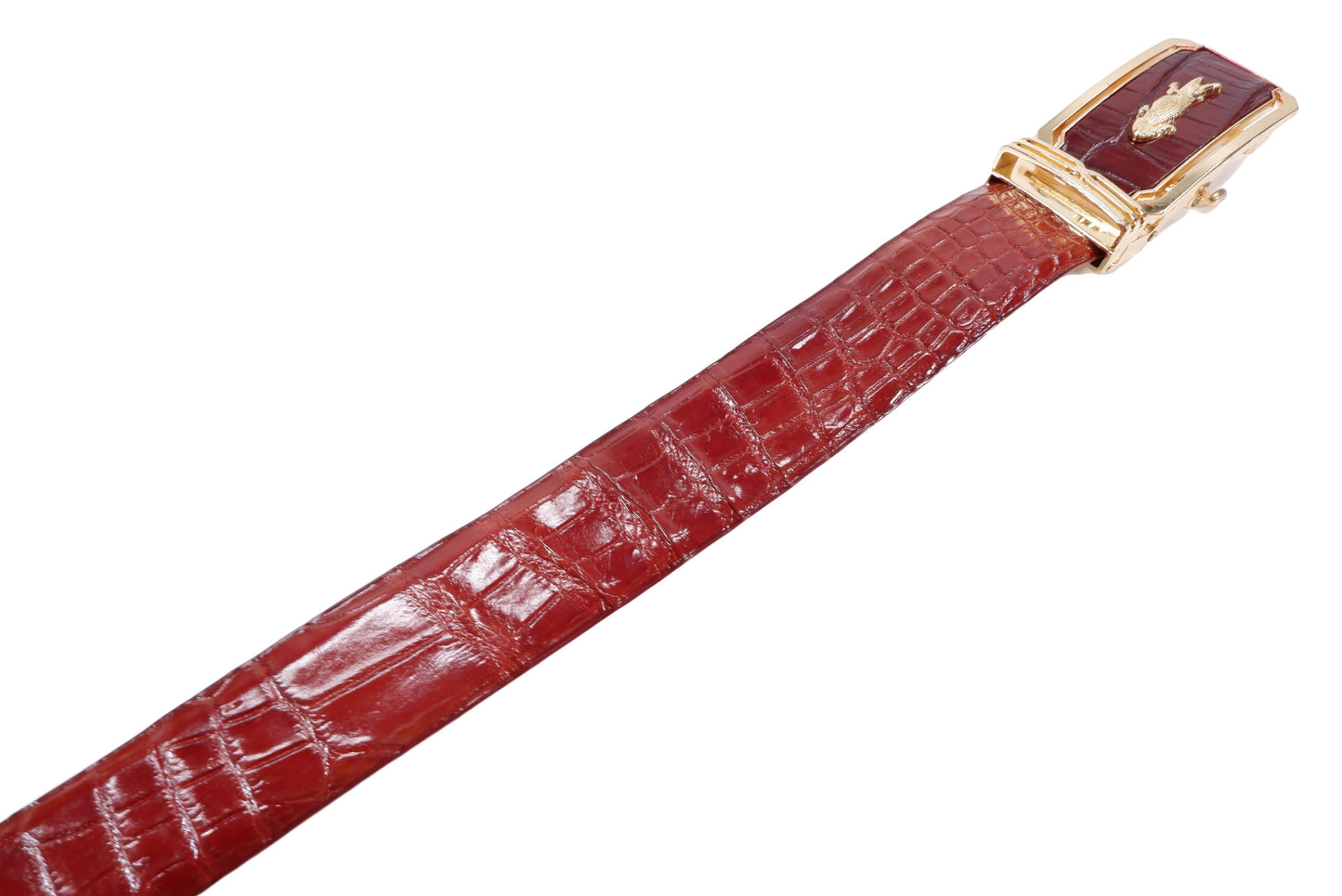 Genuine Crocodile Belly Skin Leather Auto Locking Men's Belt