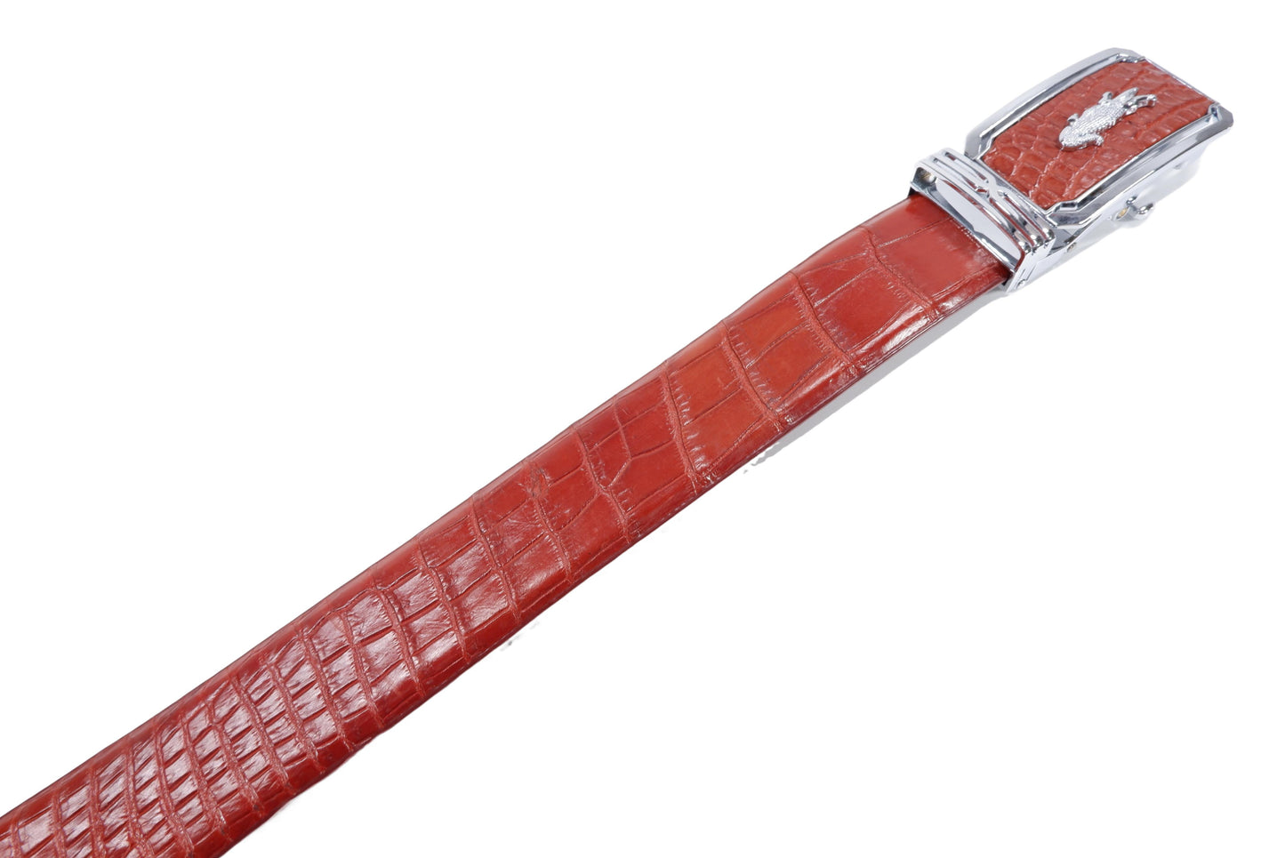 Genuine Crocodile Belly Skin Leather Auto Locking Men's Belt