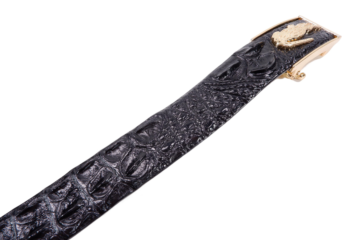 Genuine Crocodile Single Backbone Skin Leather Auto Locking Men's Belt