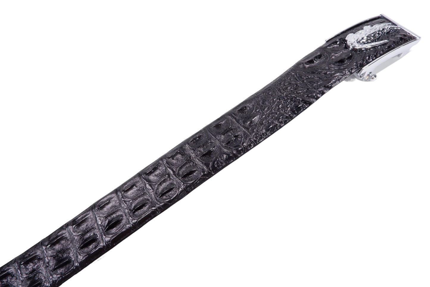 Genuine Crocodile Single Backbone Skin Leather Auto Locking Men's Belt