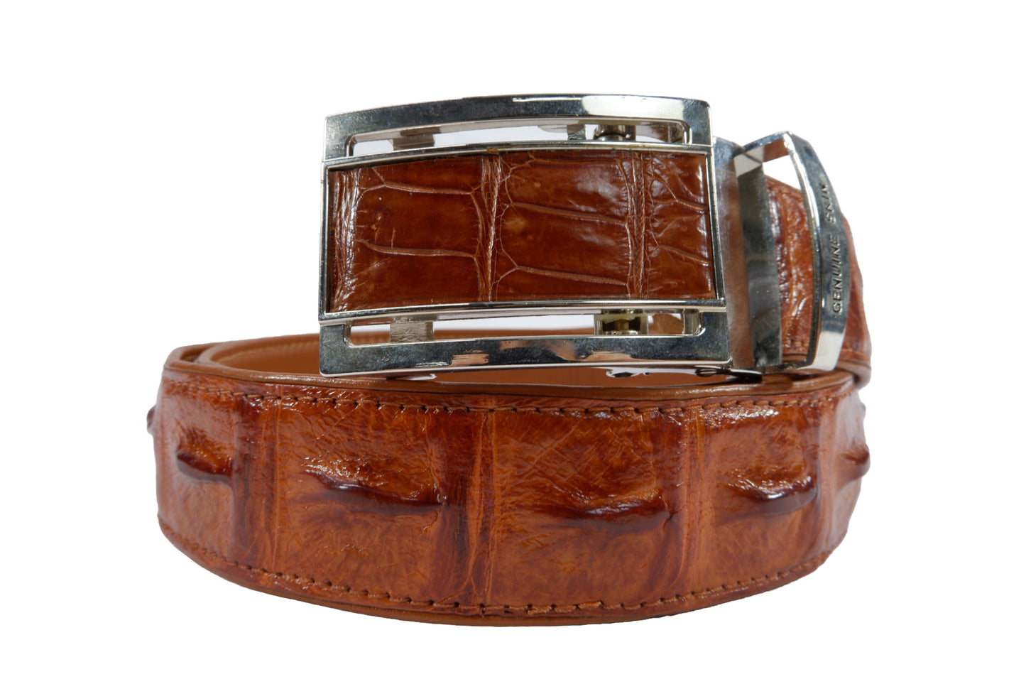 Genuine Crocodile Single Backbone Skin Leather Auto Locking Men's Belt