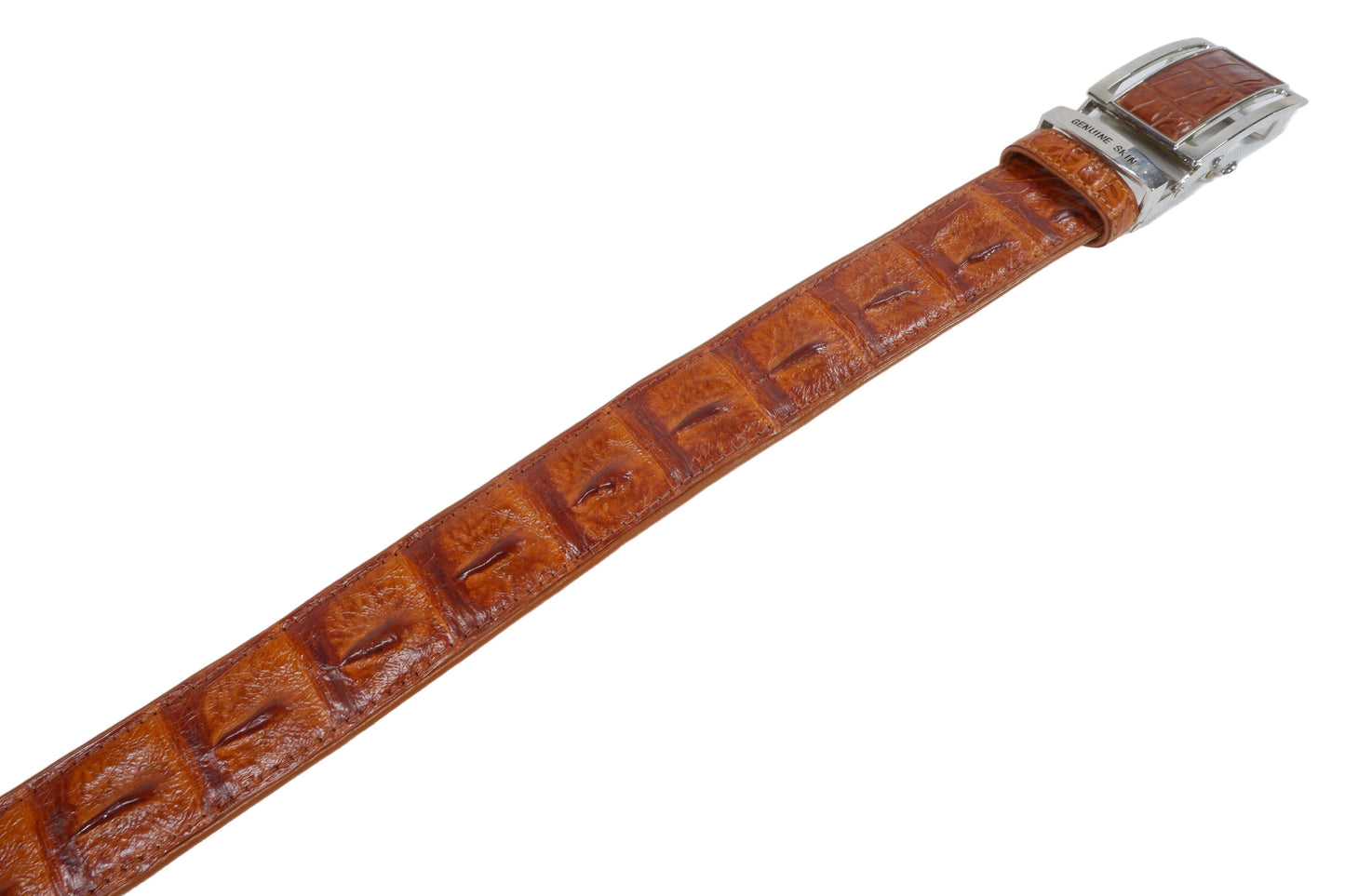 Genuine Crocodile Single Backbone Skin Leather Auto Locking Men's Belt