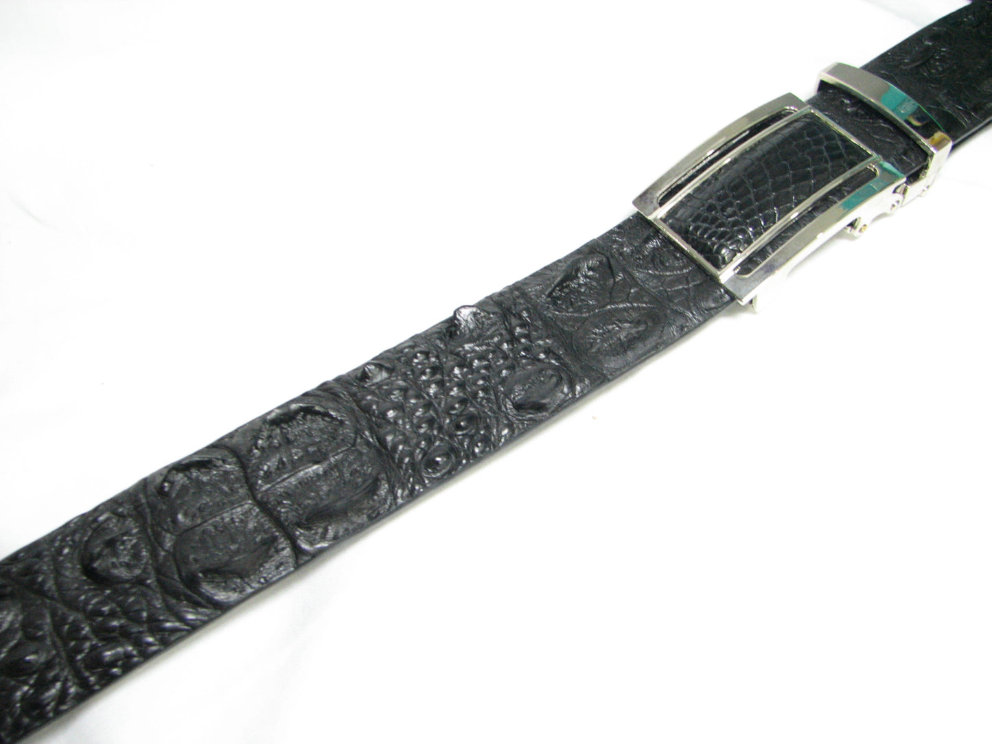 Genuine Crocodile Head Bump Skin Leather Auto Locking Men's Belt