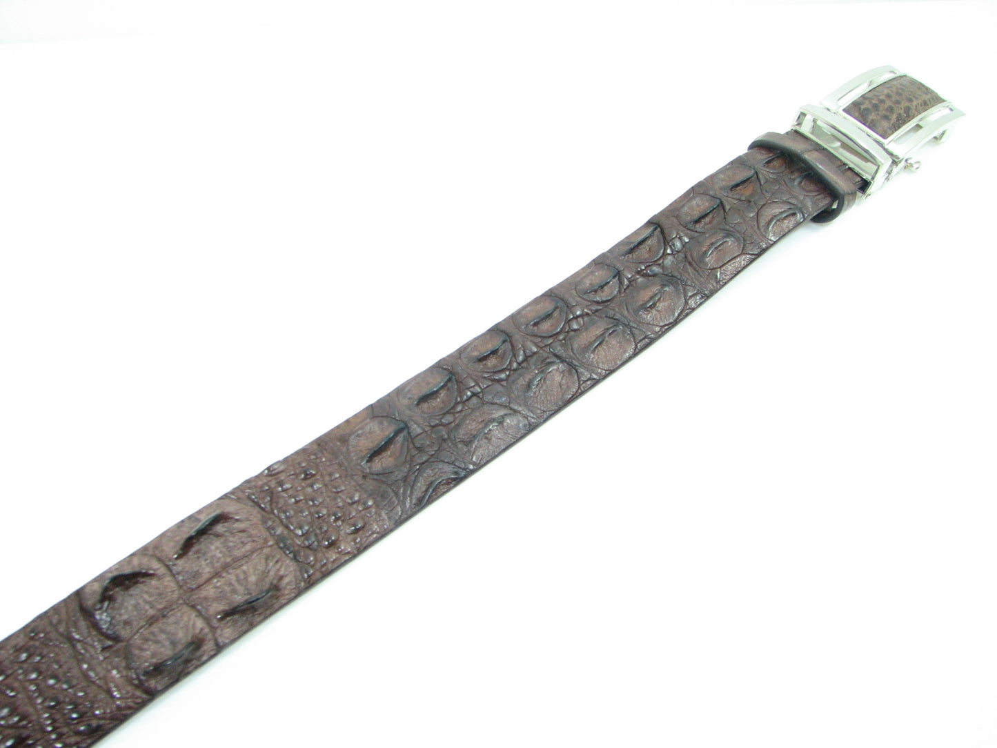 Genuine Crocodile Head Bump Skin Leather Auto Locking Men's Belt