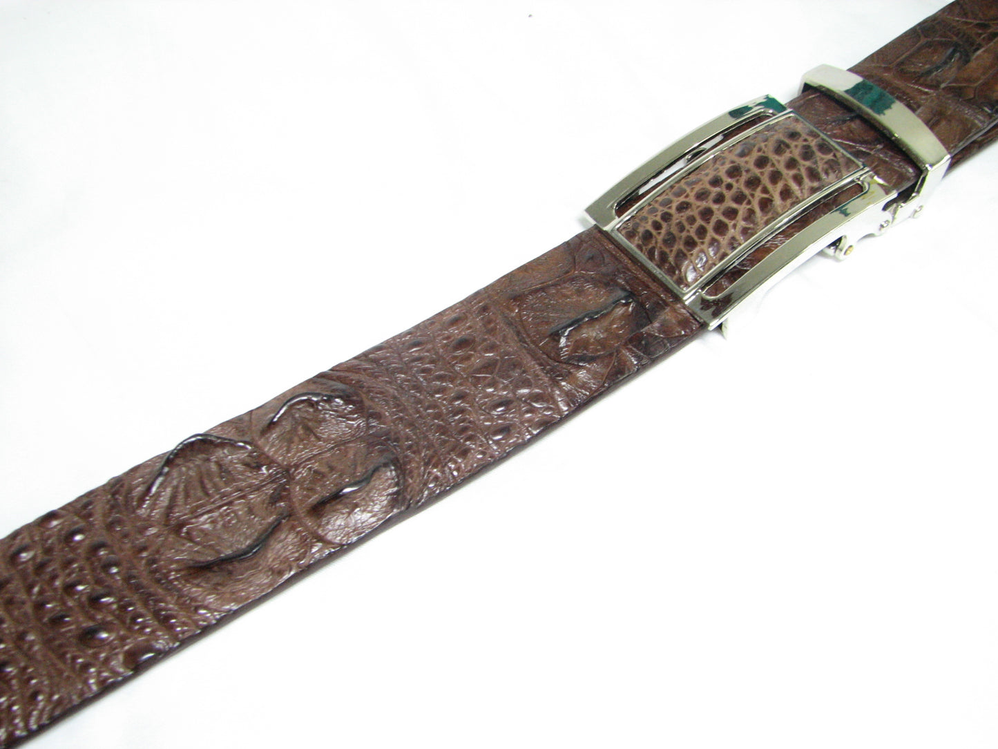 Genuine Crocodile Head Bump Skin Leather Auto Locking Men's Belt