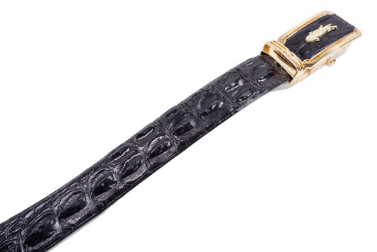 Genuine Crocodile Tail Skin Leather Auto Locking Men's Belt