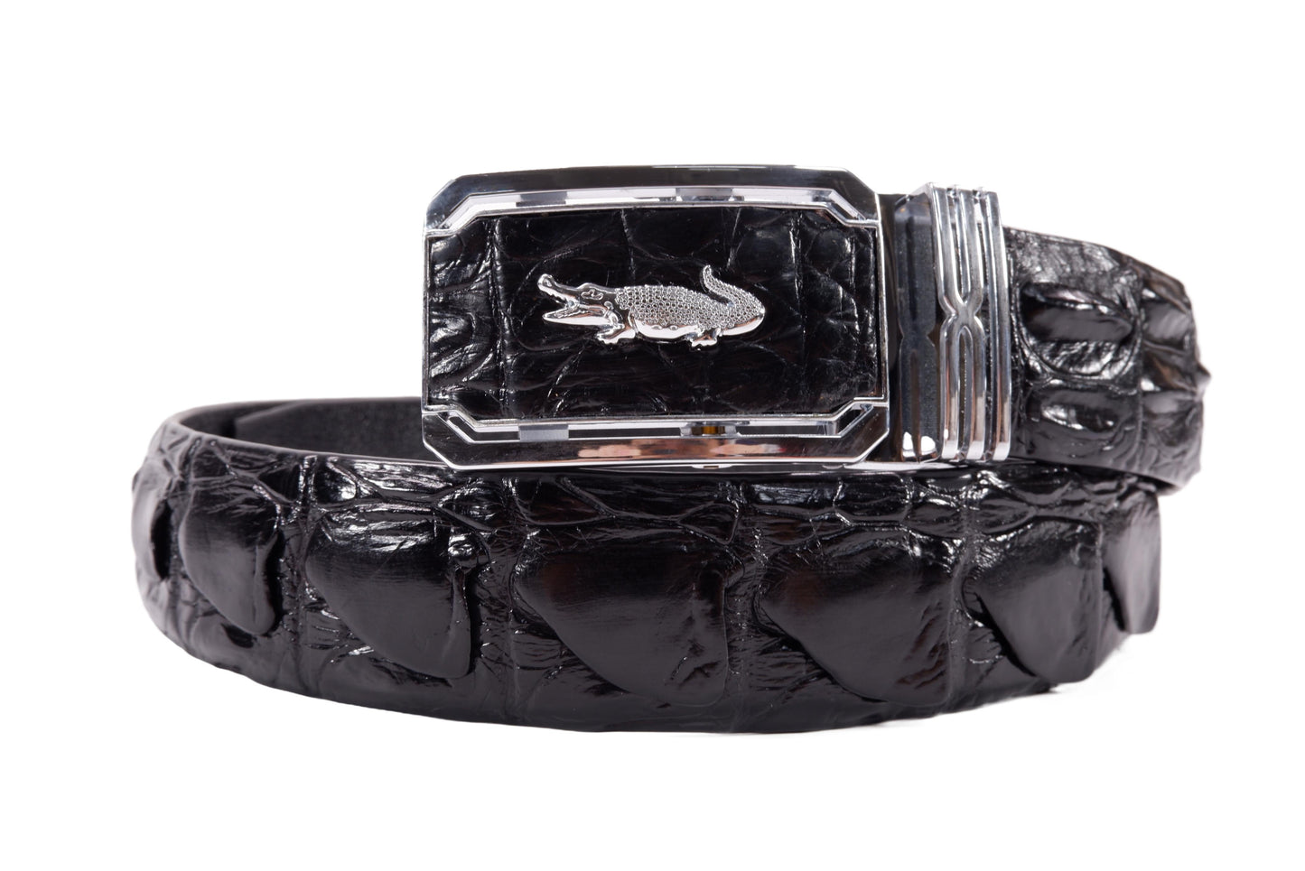 Genuine Crocodile Tail Skin Leather Auto Locking Men's Belt