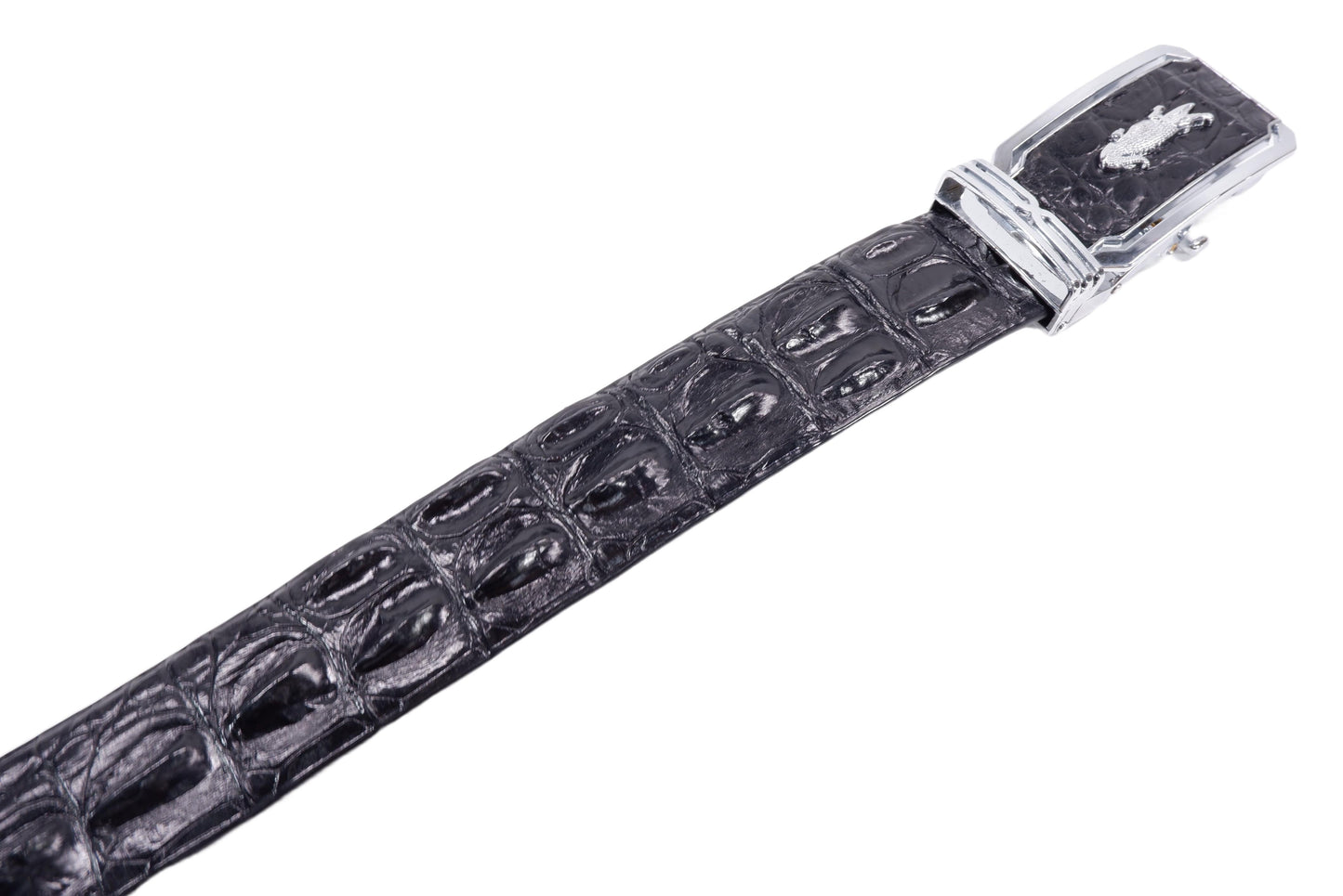 Genuine Crocodile Tail Skin Leather Auto Locking Men's Belt
