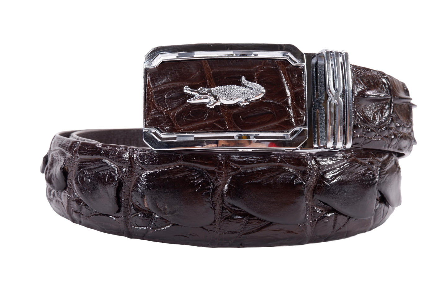 Genuine Crocodile Tail Skin Leather Auto Locking Men's Belt