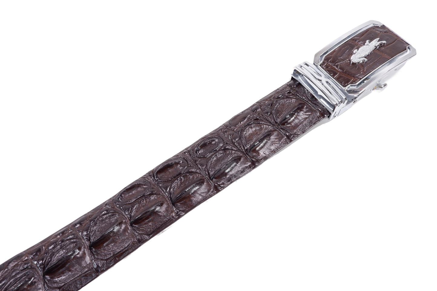 Genuine Crocodile Tail Skin Leather Auto Locking Men's Belt