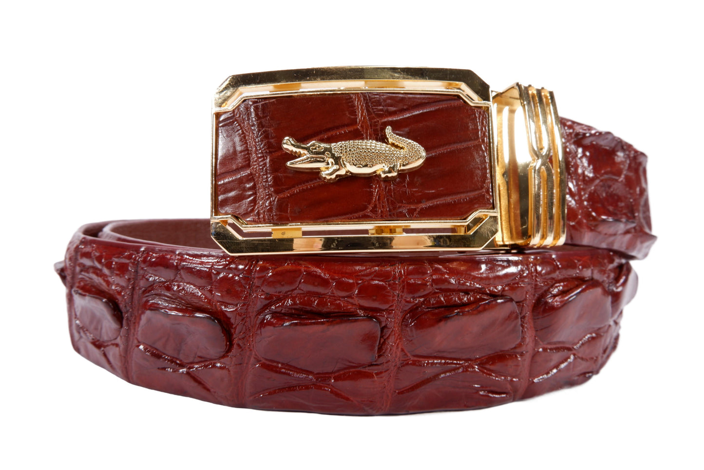 Genuine Crocodile Tail Skin Leather Auto Locking Men's Belt