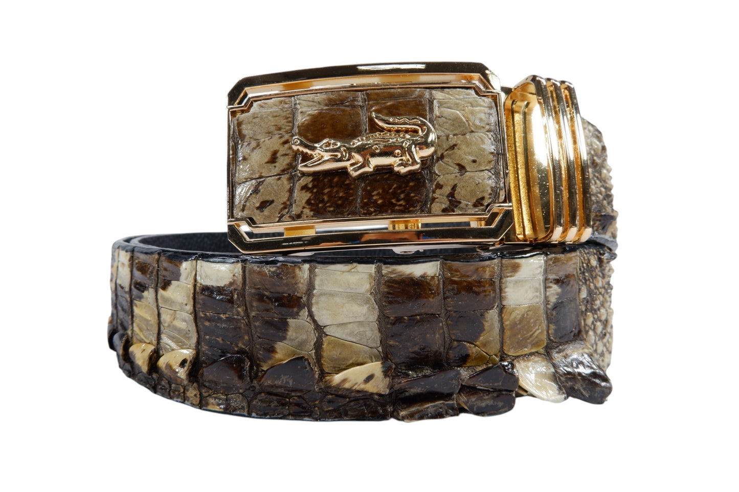 Genuine Crocodile Skin Leather Auto Locking Men's Belt
