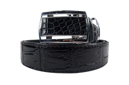 Genuine Crocodile Skin Leather Auto Locking Men's Belt