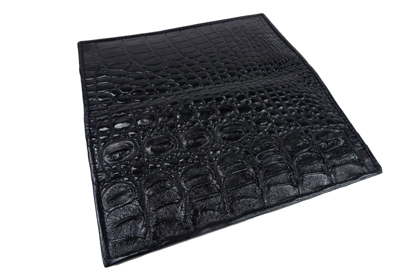 Genuine Crocodile Backbone Skin Leather Checkbook Long Wallet