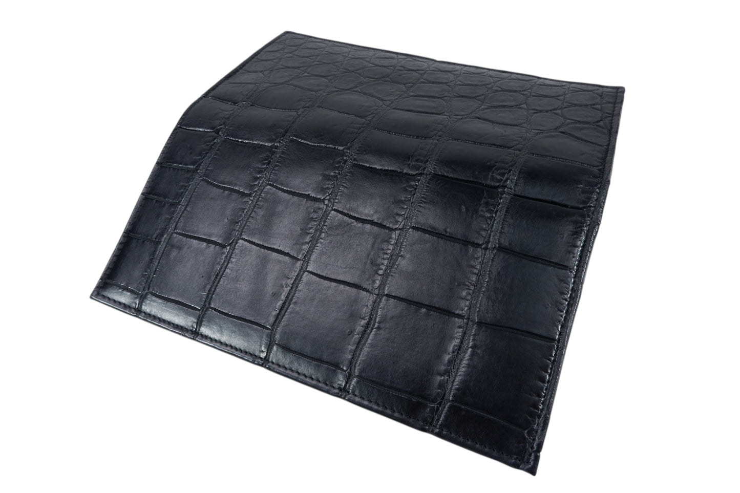 Genuine Crocodile Belly Skin Leather Checkbook Long Wallet