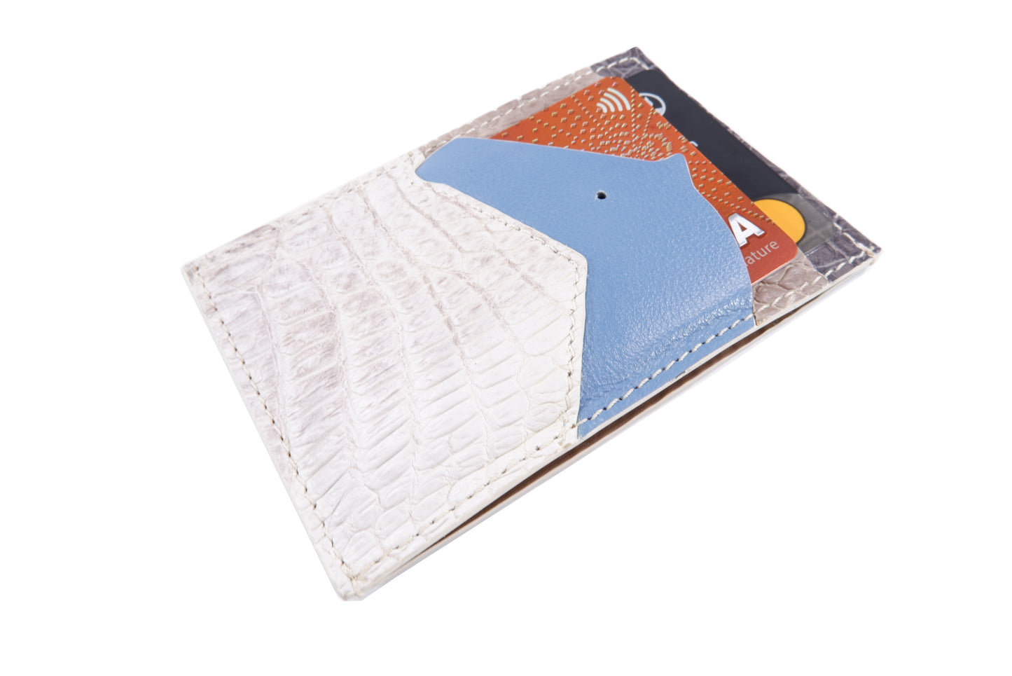 Genuine Crocodile Skin Leather Slim Vertical Business & Credit Card Holder Sleeve Wallet with Hidalgo Horse Design