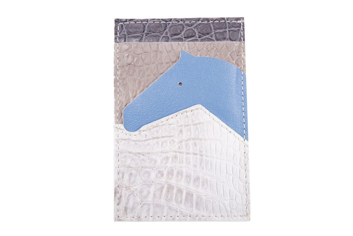 Genuine Crocodile Skin Leather Slim Vertical Business & Credit Card Holder Sleeve Wallet with Hidalgo Horse Design