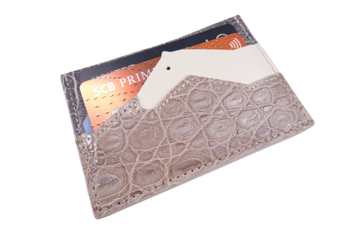 Genuine Crocodile Skin Leather Slim Business & Credit Card Holder Sleeve Wallet with Hidalgo Horse Design