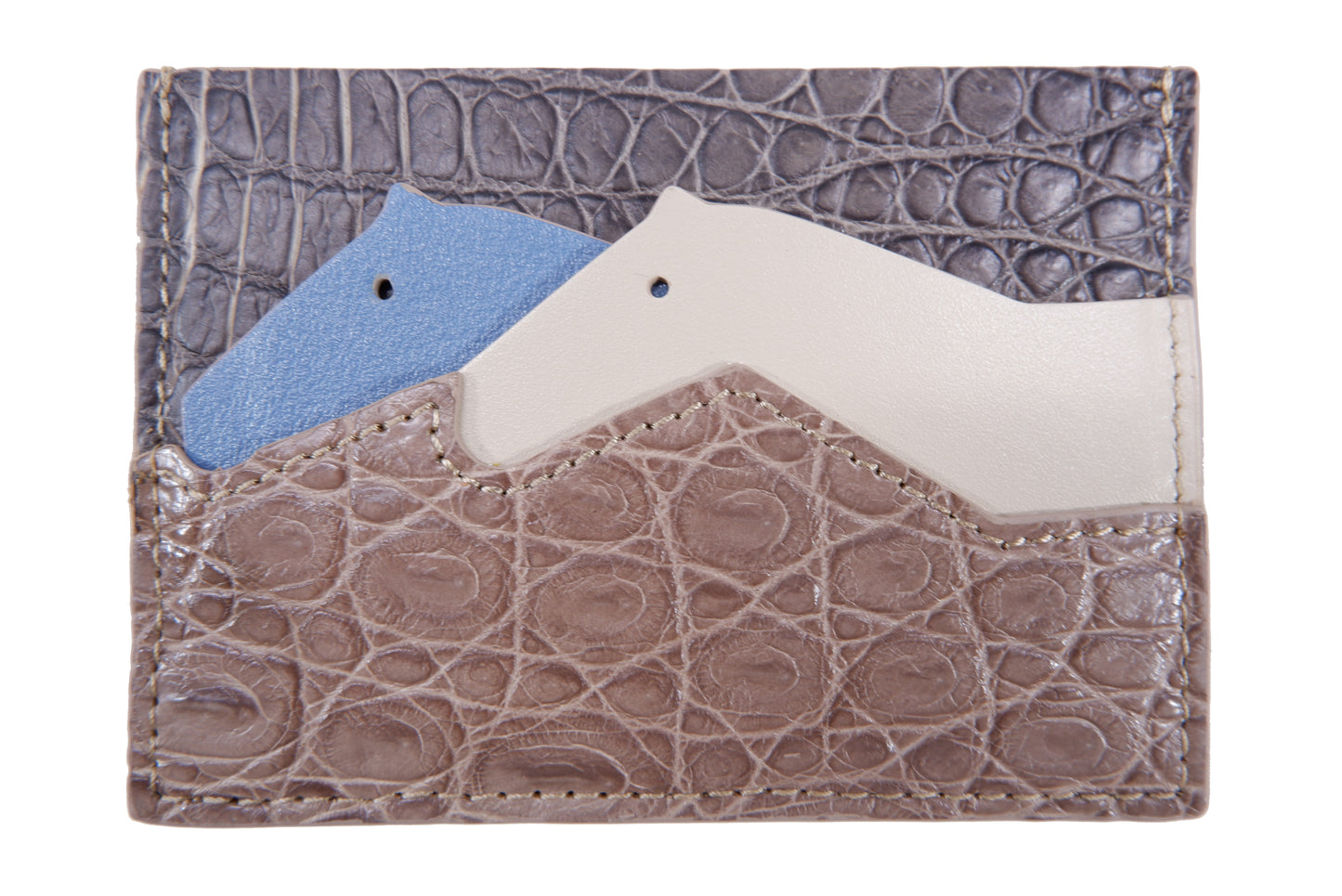 Genuine Crocodile Skin Leather Slim Business & Credit Card Holder Sleeve Wallet with Hidalgo Horse Design