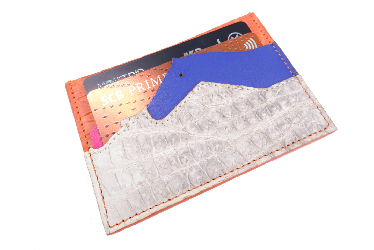 Genuine Crocodile Skin Leather Slim Business & Credit Card Holder Sleeve Wallet with Hidalgo Horse Design