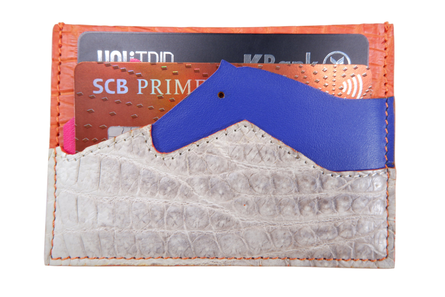 Genuine Crocodile Skin Leather Slim Business & Credit Card Holder Sleeve Wallet with Hidalgo Horse Design