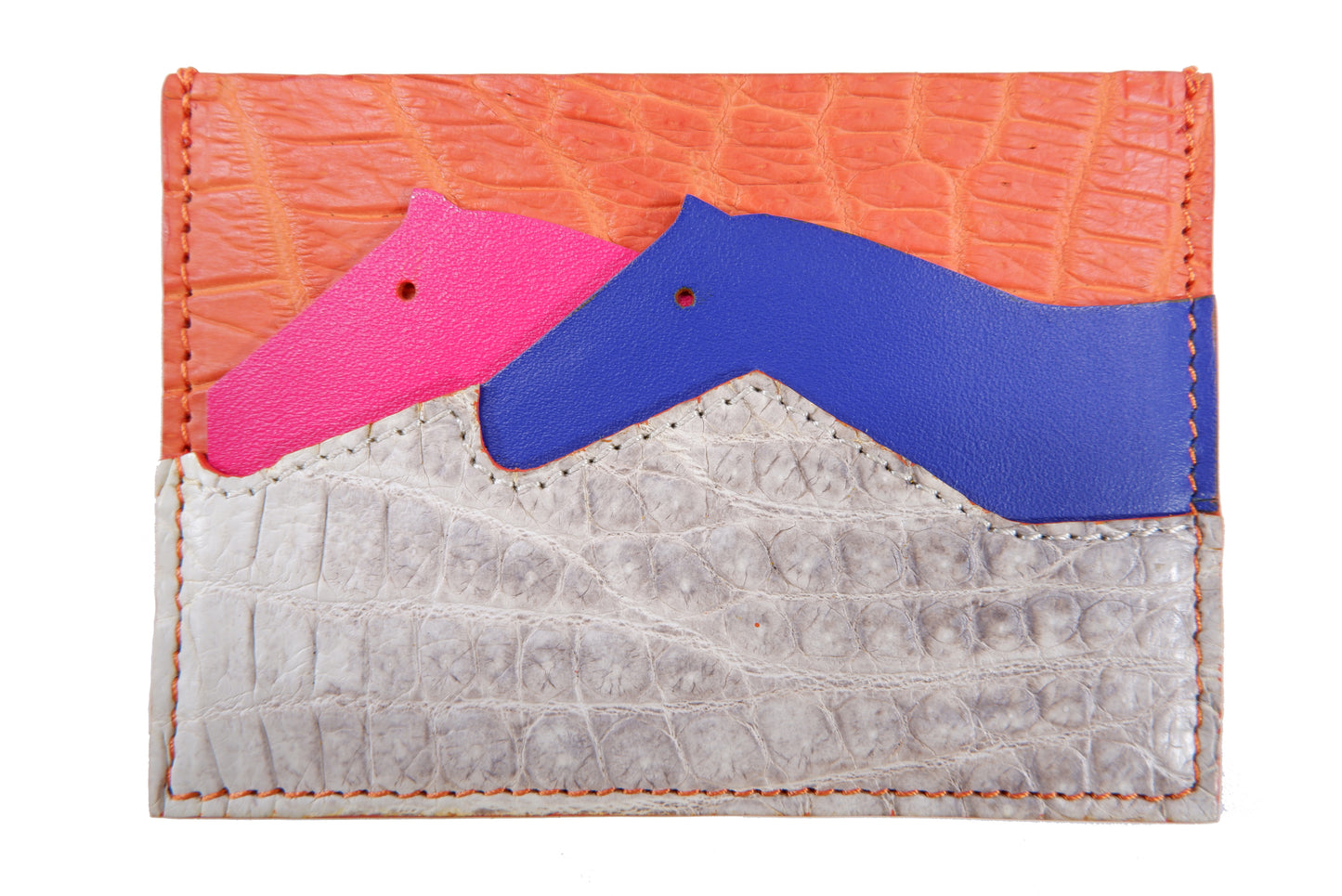 Genuine Crocodile Skin Leather Slim Business & Credit Card Holder Sleeve Wallet with Hidalgo Horse Design