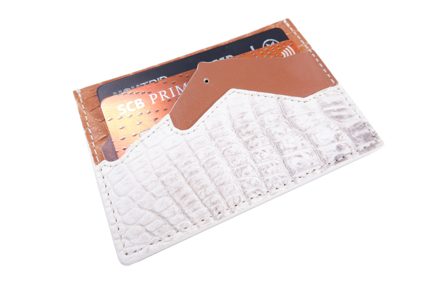 Genuine Crocodile Skin Leather Slim Business & Credit Card Holder Sleeve Wallet with Hidalgo Horse Design