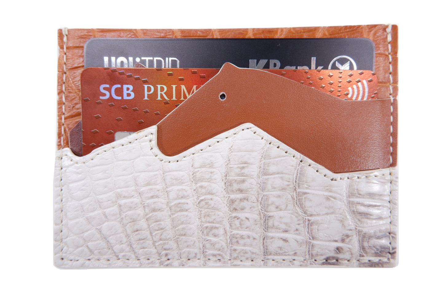 Genuine Crocodile Skin Leather Slim Business & Credit Card Holder Sleeve Wallet with Hidalgo Horse Design