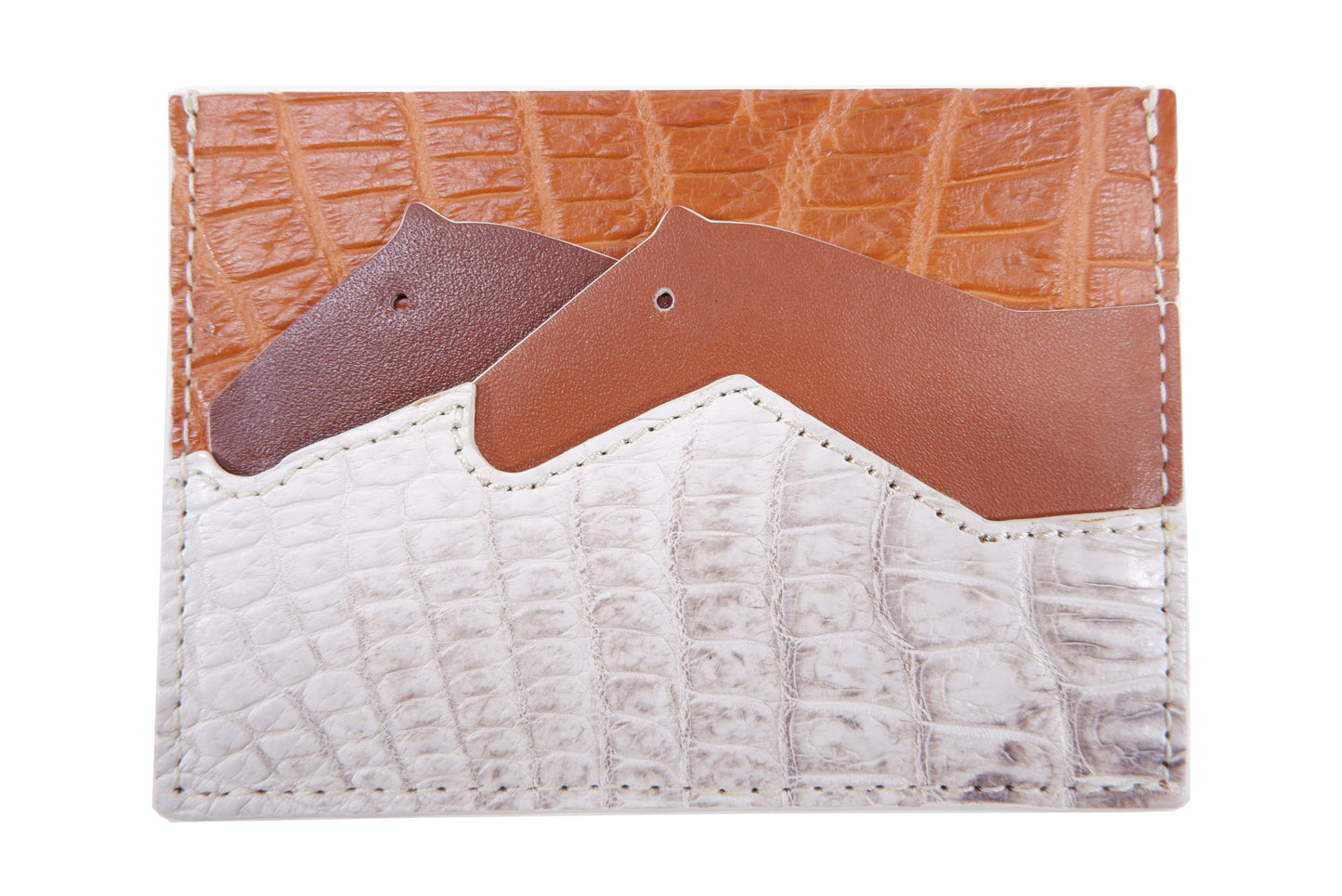 Genuine Crocodile Skin Leather Slim Business & Credit Card Holder Sleeve Wallet with Hidalgo Horse Design