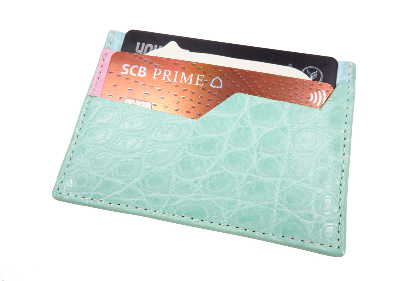 Genuine Crocodile Skin Leather Slim Business & Credit Card Holder Sleeve Wallet with Polar Bear Design