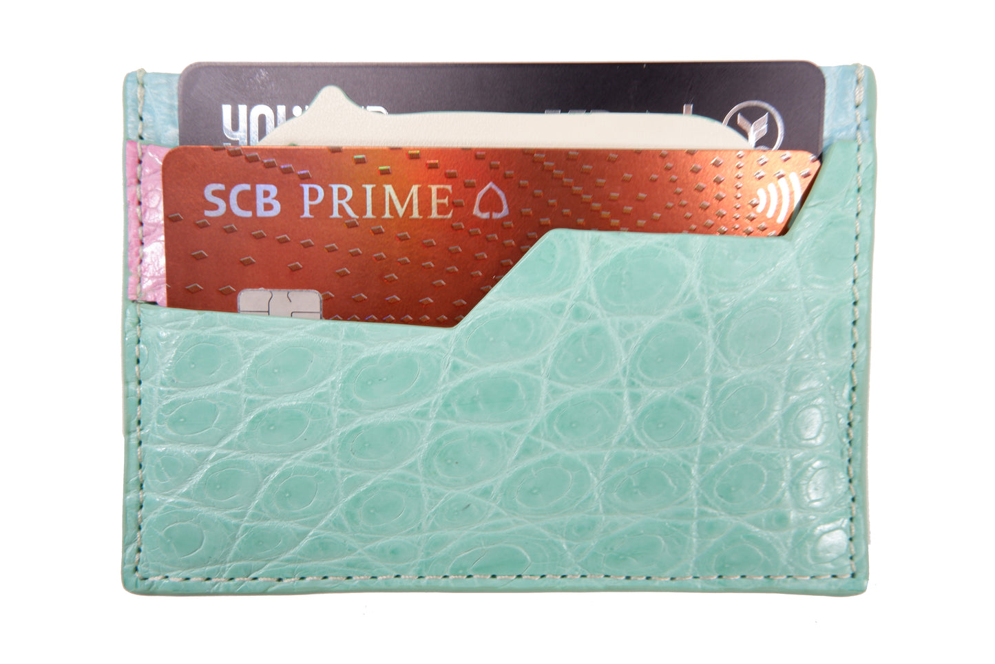 Genuine Crocodile Skin Leather Slim Business & Credit Card Holder Sleeve Wallet with Polar Bear Design