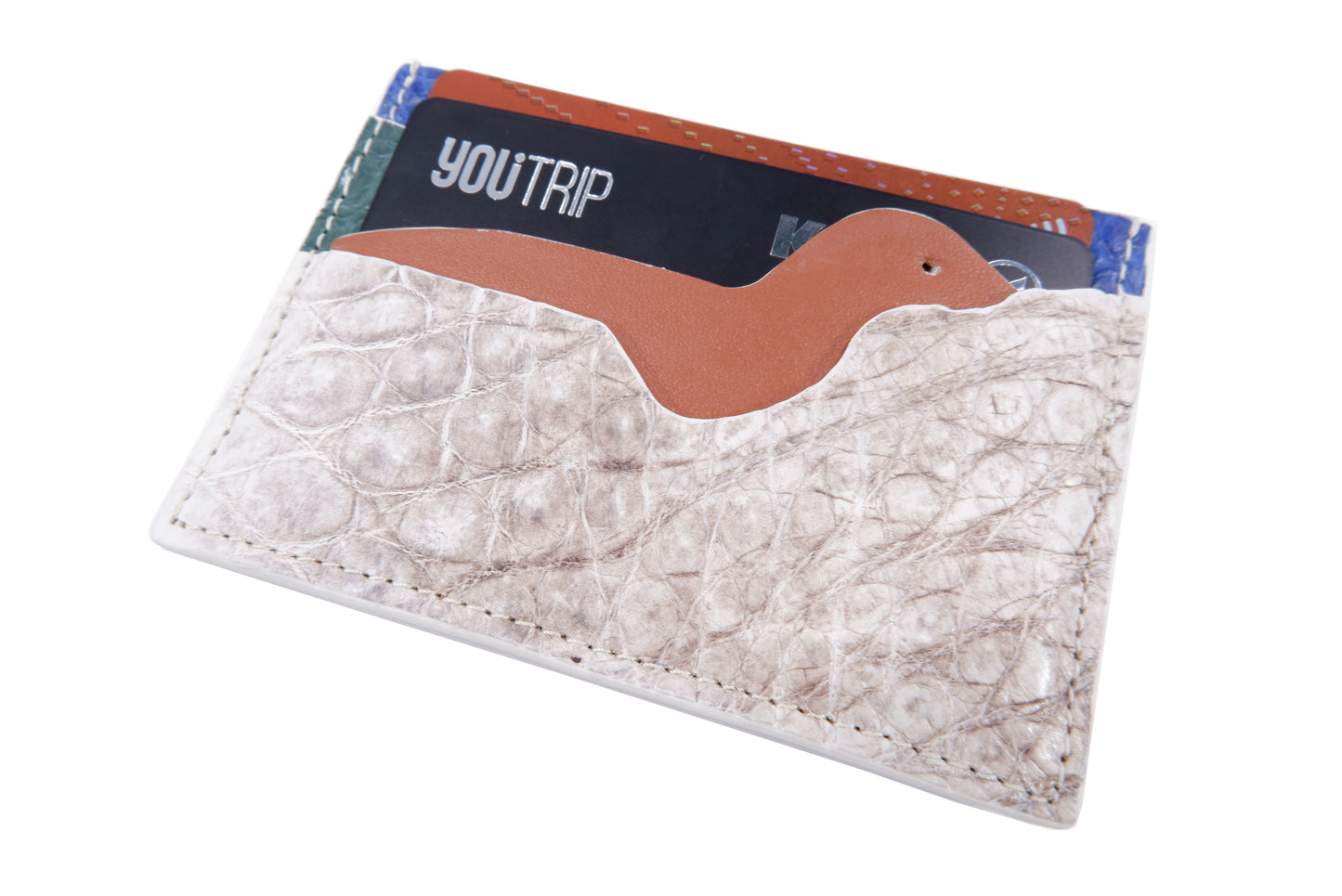 Genuine Crocodile Skin Leather Slim Business & Credit Card Holder Sleeve Wallet with Seal Design