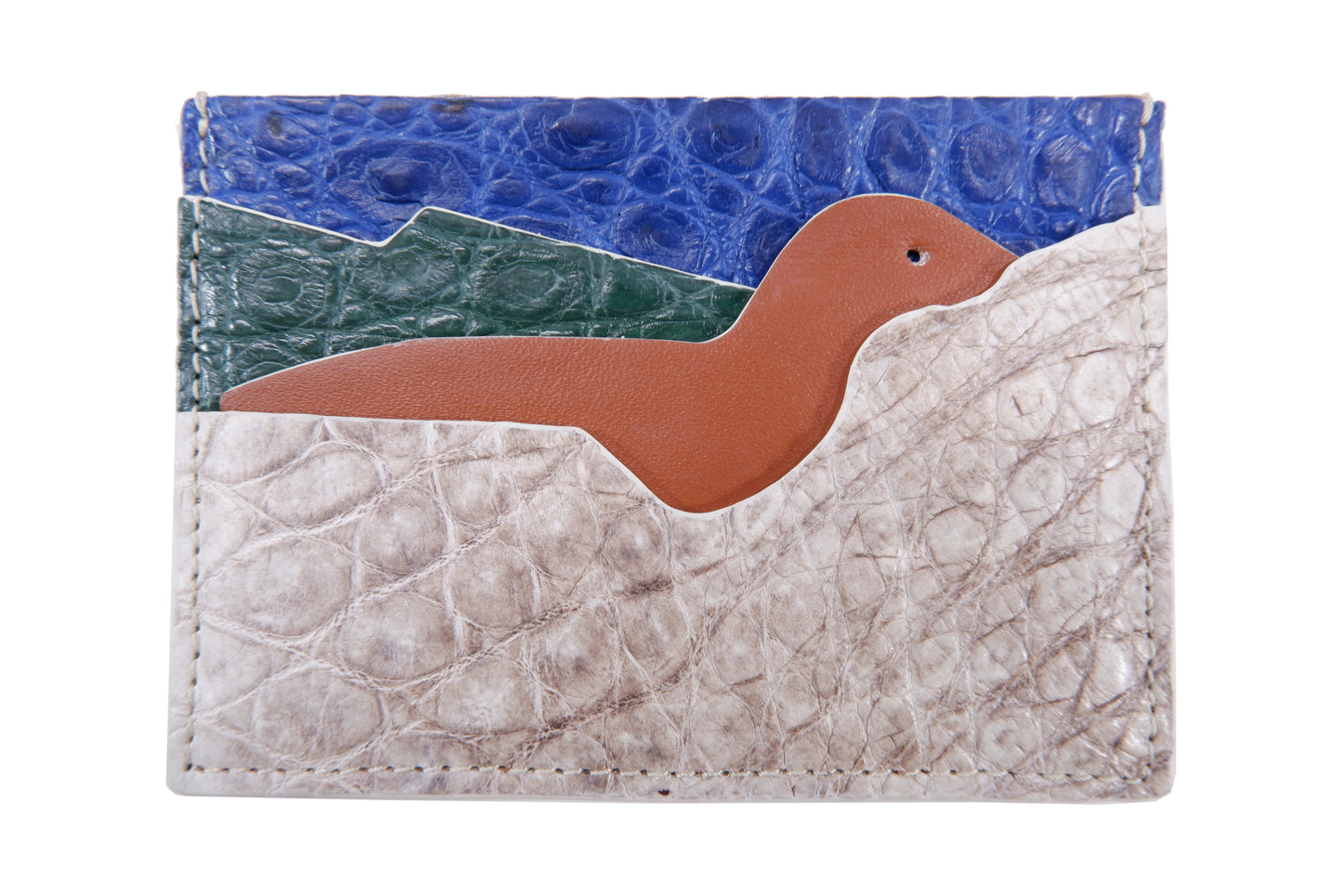 Genuine Crocodile Skin Leather Slim Business & Credit Card Holder Sleeve Wallet with Seal Design
