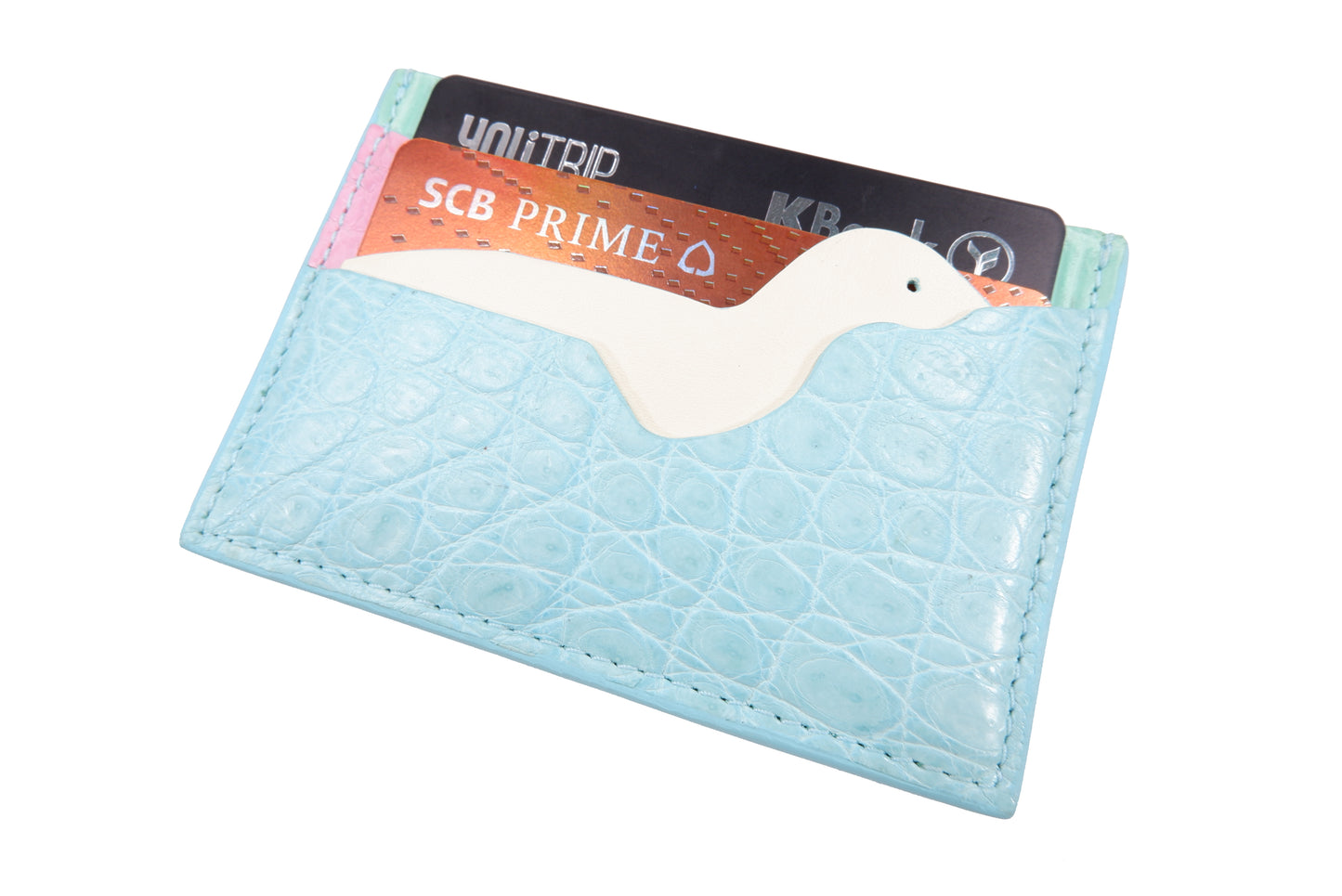 Genuine Crocodile Skin Leather Slim Business & Credit Card Holder Sleeve Wallet with Seal Design