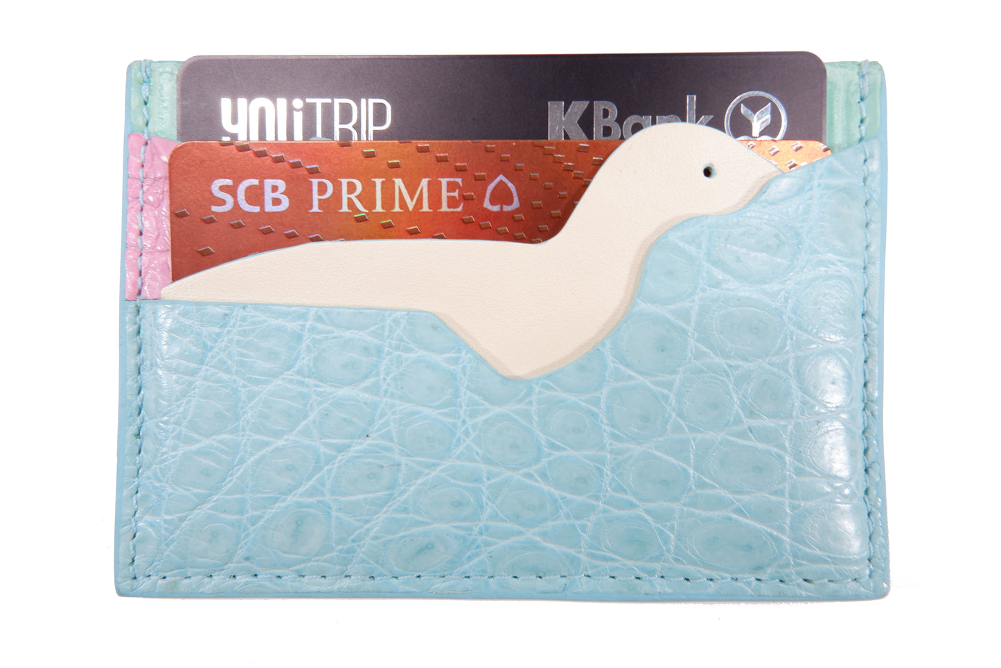 Genuine Crocodile Skin Leather Slim Business & Credit Card Holder Sleeve Wallet with Seal Design