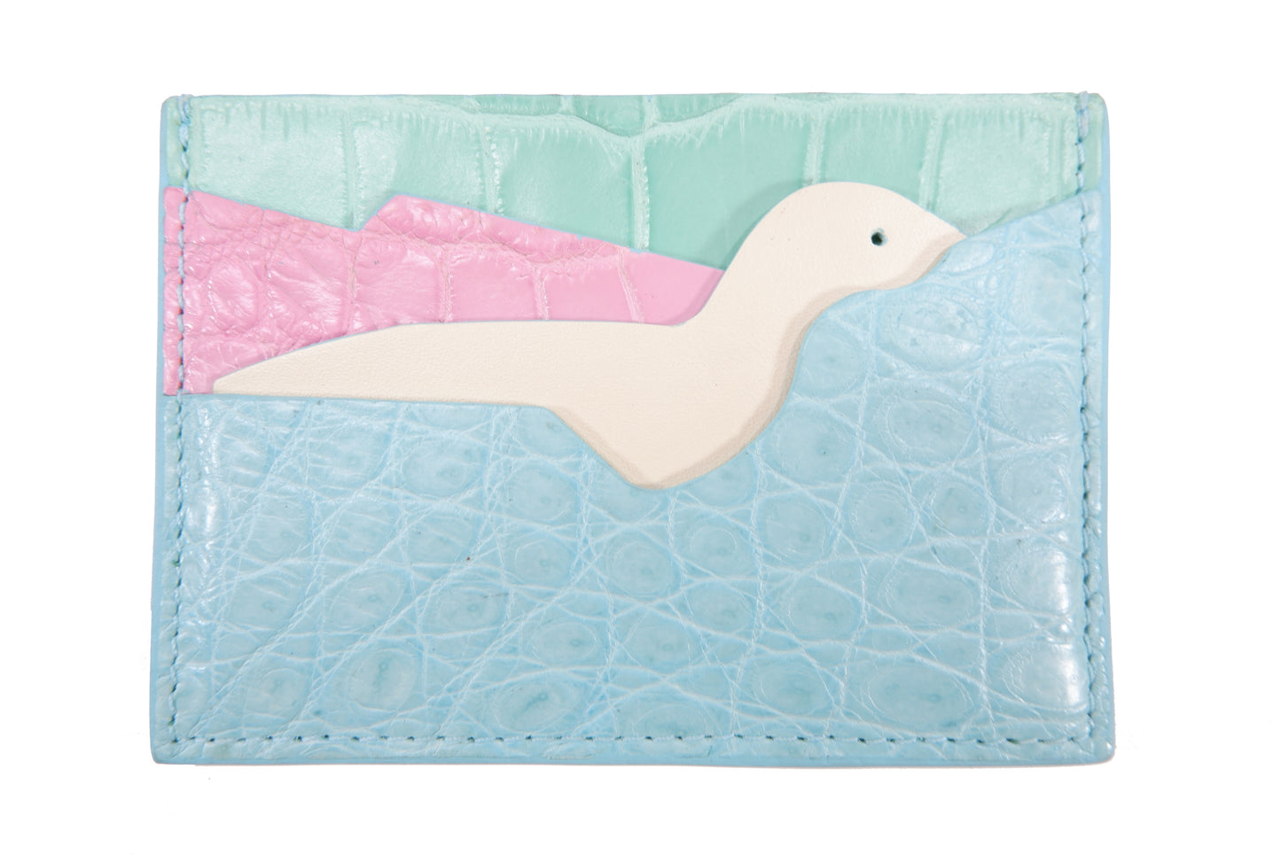 Genuine Crocodile Skin Leather Slim Business & Credit Card Holder Sleeve Wallet with Seal Design