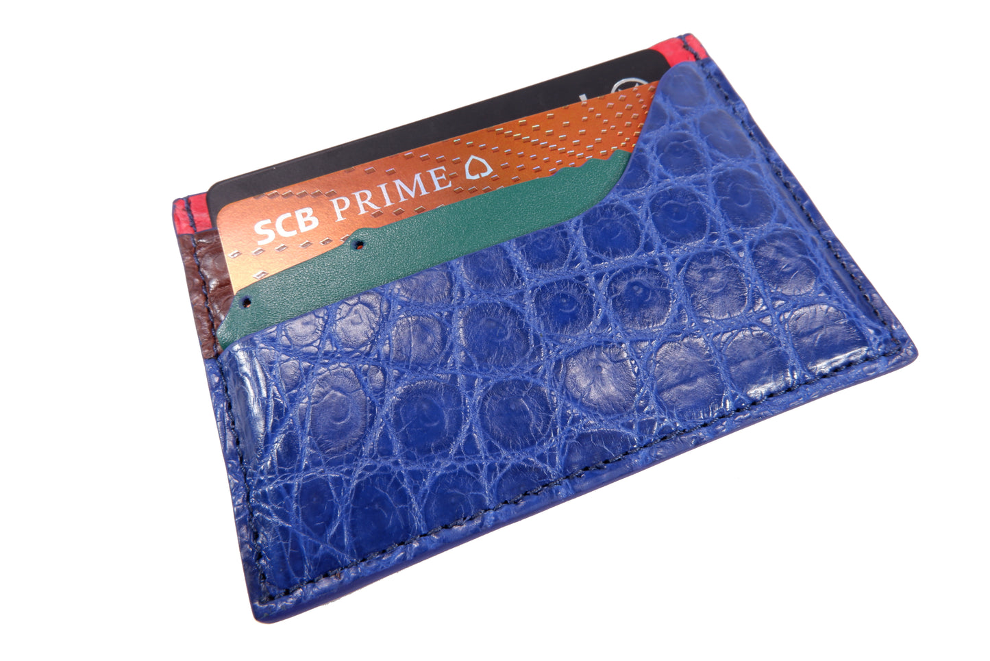 Genuine Crocodile Skin Leather Slim Business & Credit Card Holder Sleeve Wallet with Crocodile Design