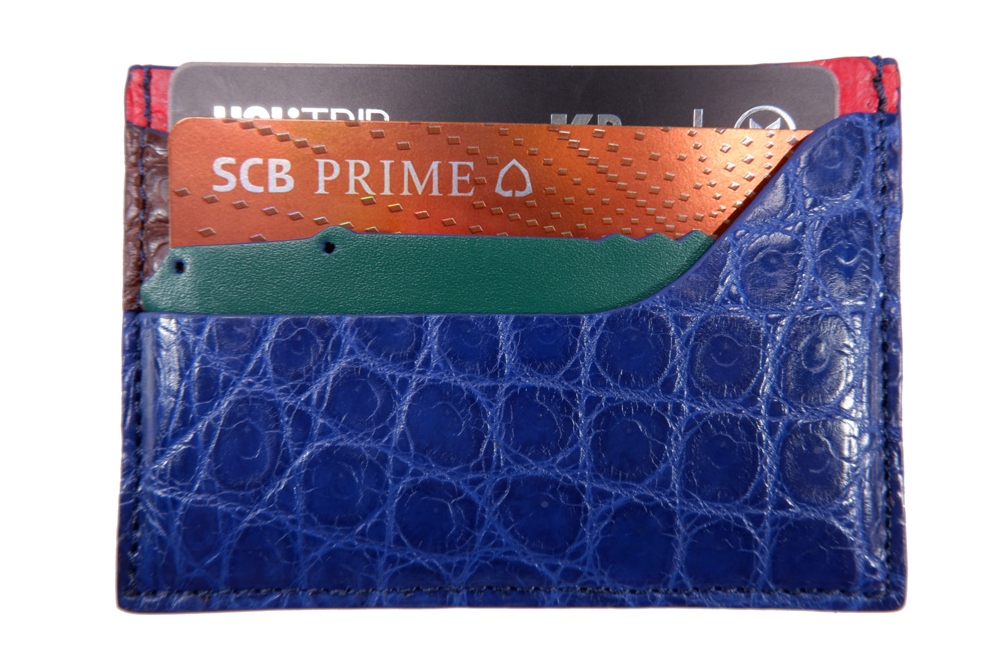 Genuine Crocodile Skin Leather Slim Business & Credit Card Holder Sleeve Wallet with Crocodile Design