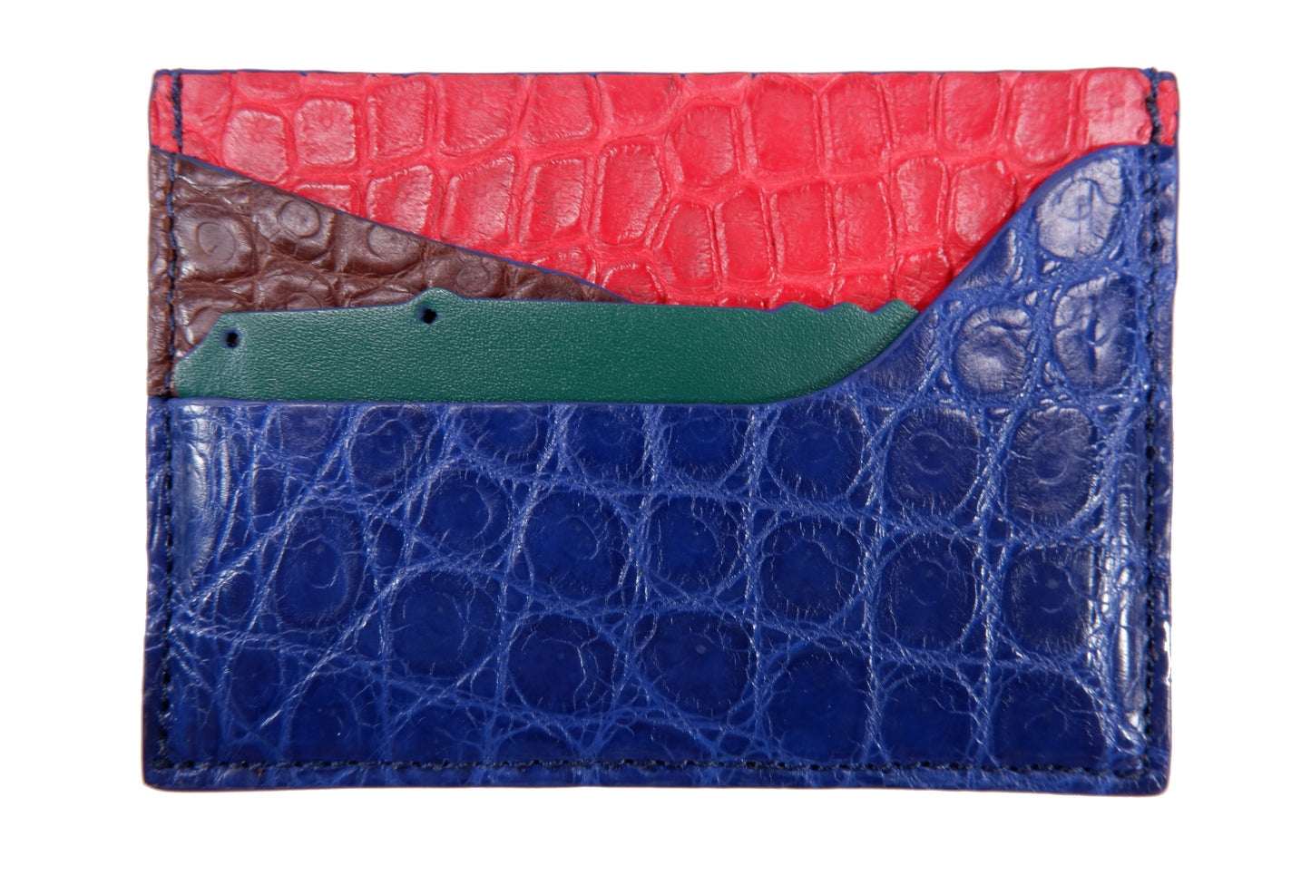 Genuine Crocodile Skin Leather Slim Business & Credit Card Holder Sleeve Wallet with Crocodile Design