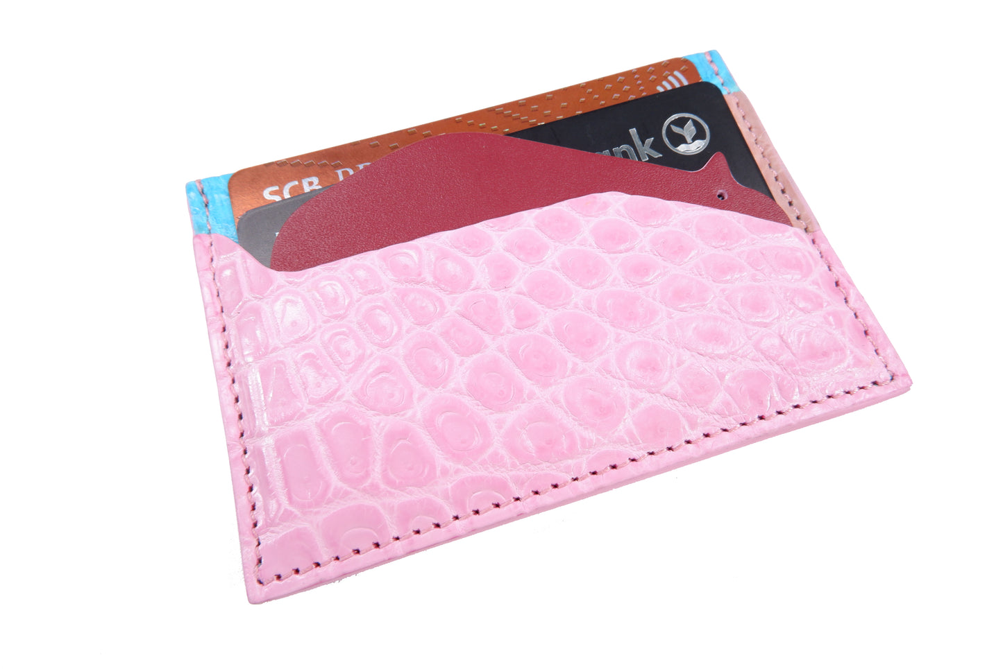 Genuine Crocodile Skin Leather Slim Business & Credit Card Holder Sleeve Wallet with Hippopotamus Design