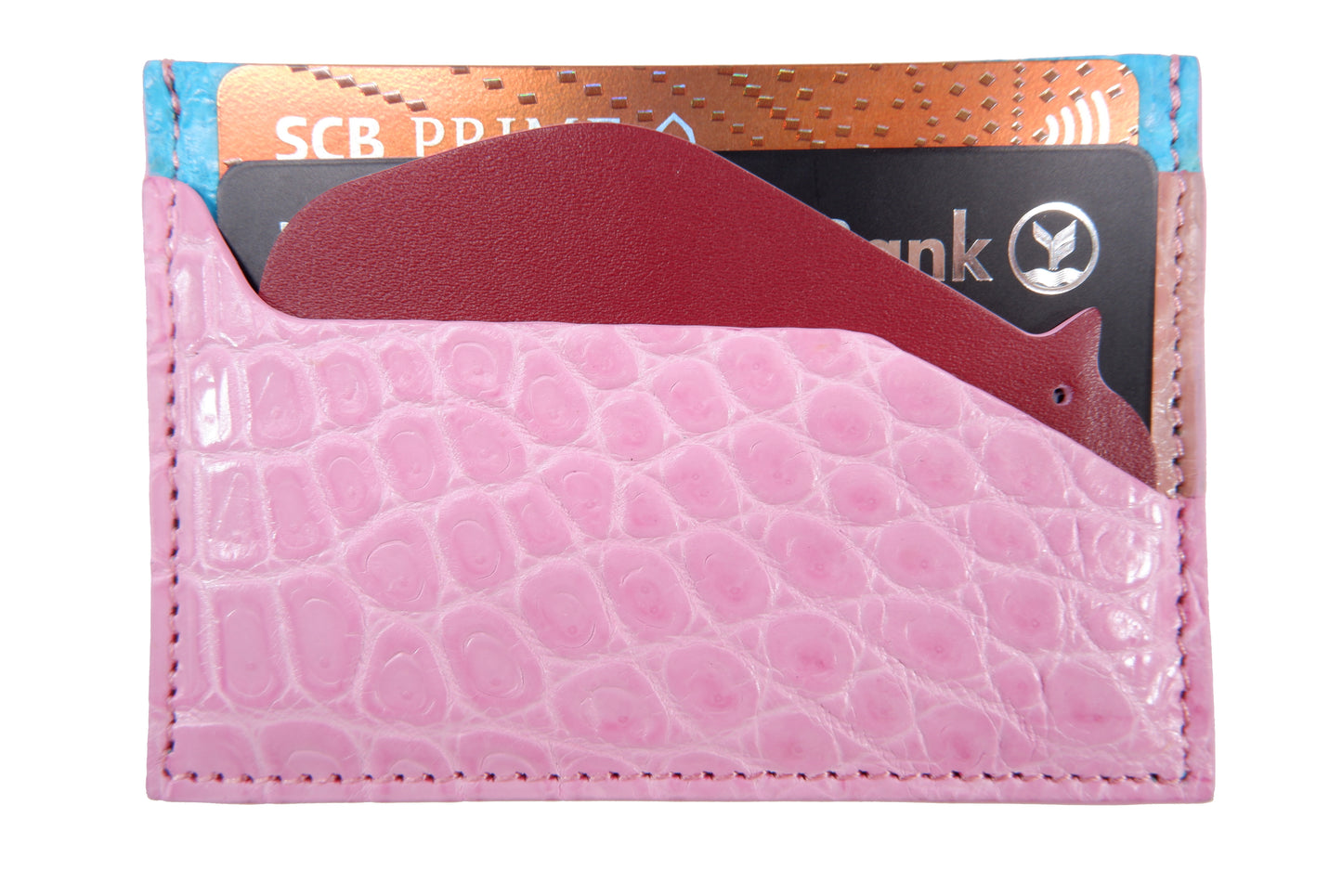 Genuine Crocodile Skin Leather Slim Business & Credit Card Holder Sleeve Wallet with Hippopotamus Design