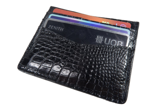 Genuine Crocodile Skin Leather Slim Business & Credit Card Holder Wallet Pouch