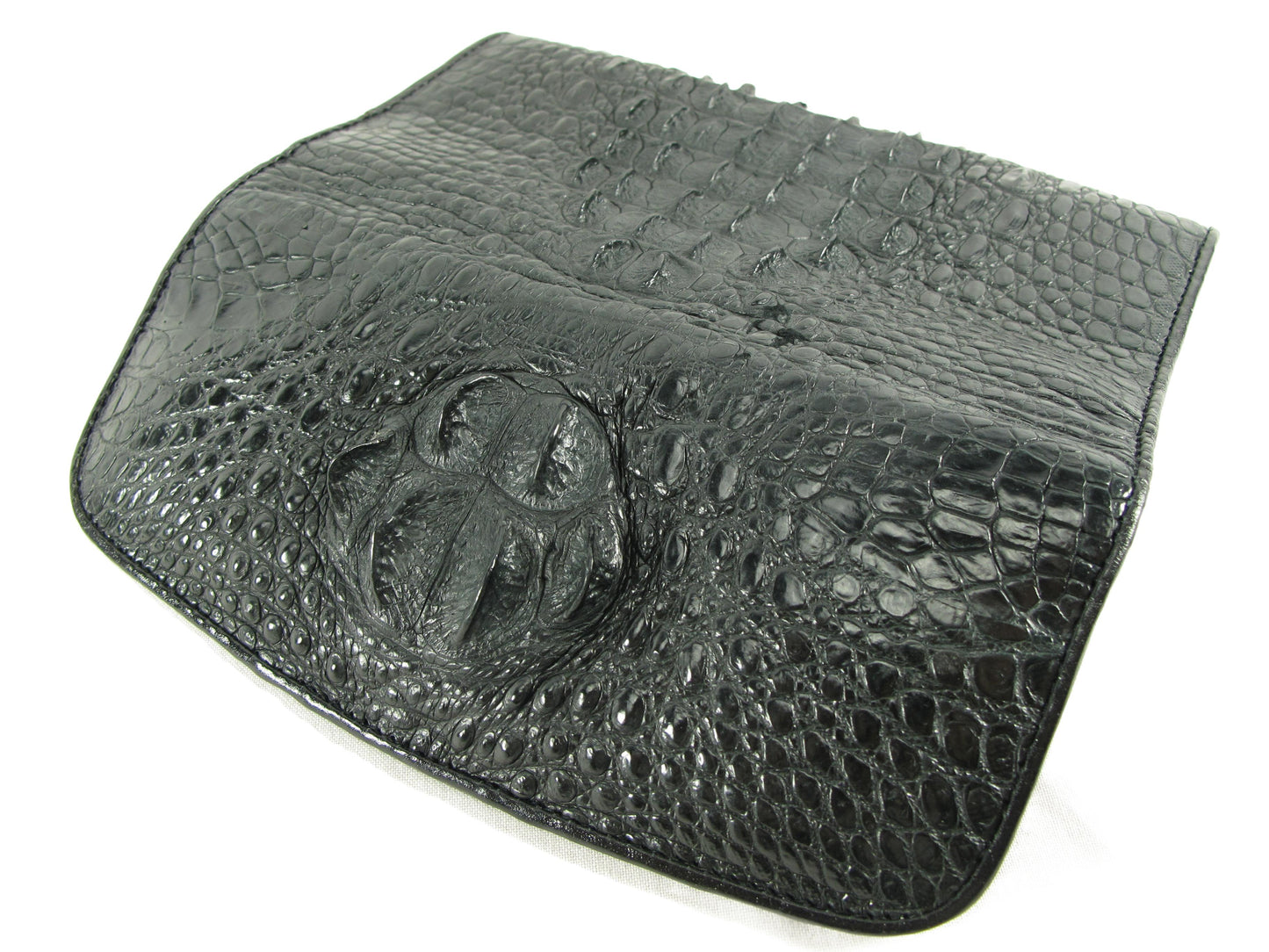 Genuine Crocodile Hornback Skin Leather Women's Trifold Clutch Wallet Purse