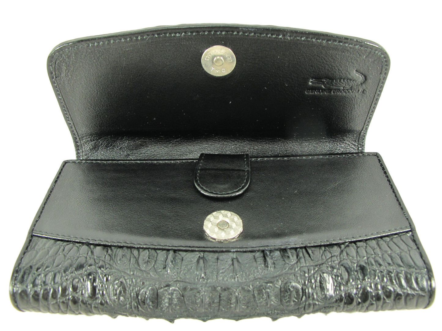 Genuine Crocodile Hornback Skin Leather Women's Trifold Clutch Wallet Purse