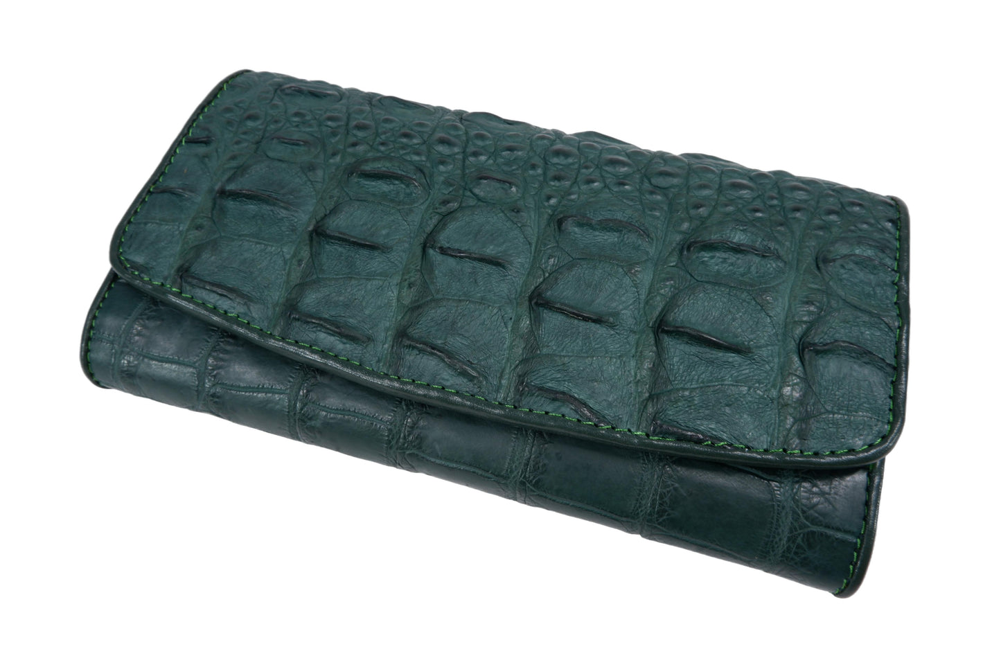 Genuine Crocodile Half Hornback Skin Leather Women's Trifold Clutch Wallet Purse