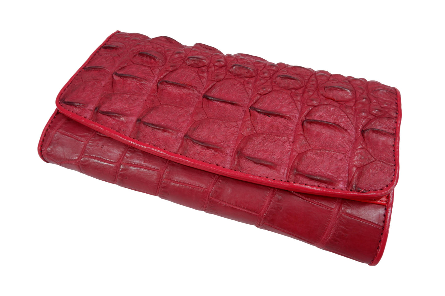 Genuine Crocodile Half Hornback Skin Leather Women's Trifold Clutch Wallet Purse