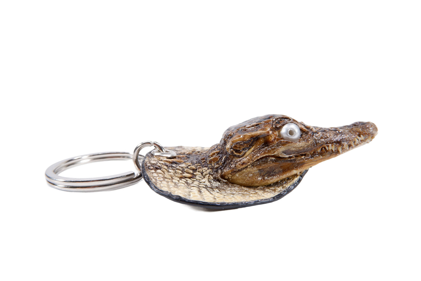 Genuine Crocodile Skin Leather Head Key Ring Keychain Holder